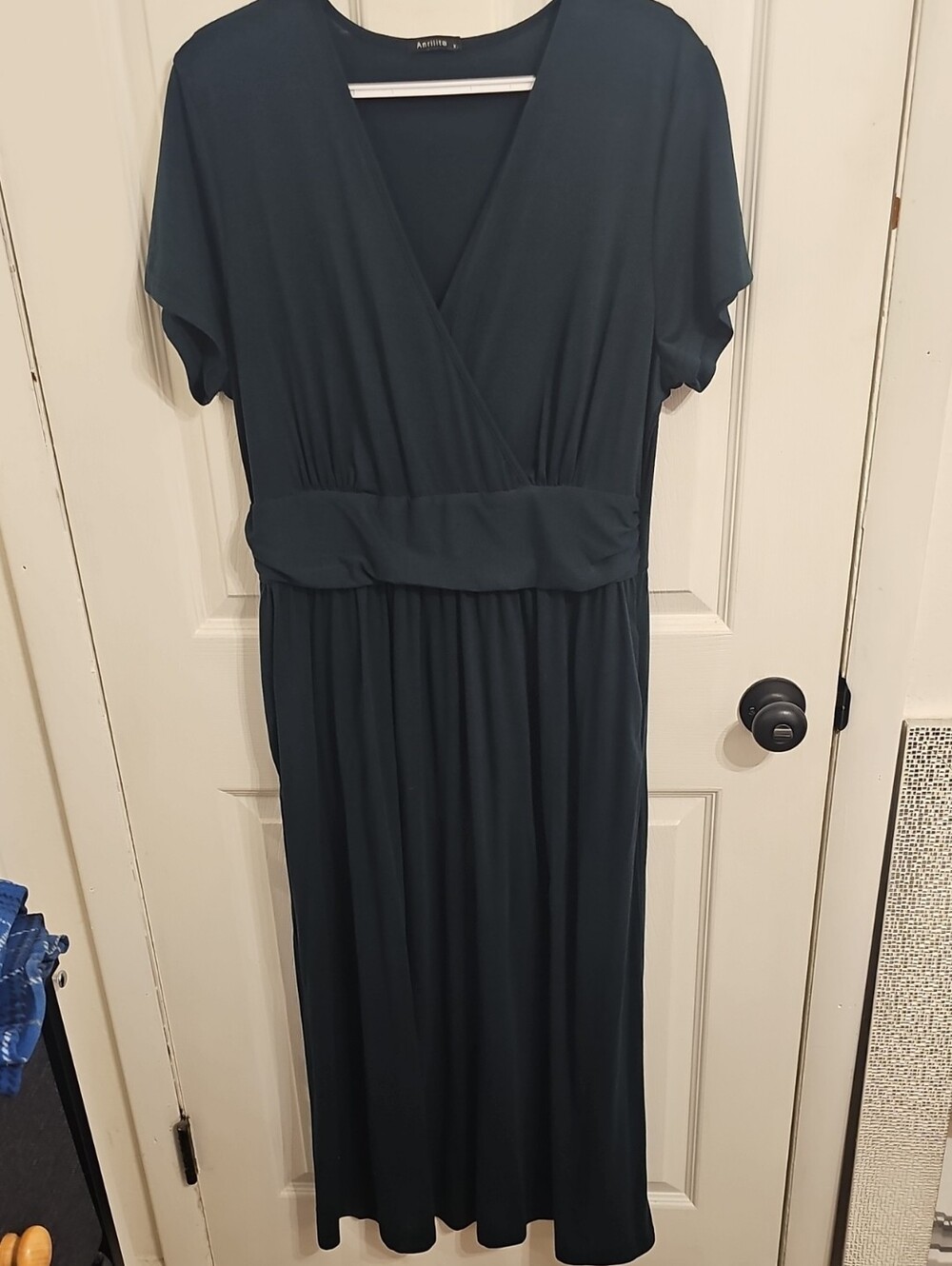 Women’s Deep Teal Faux-Wrap Maxi Dress